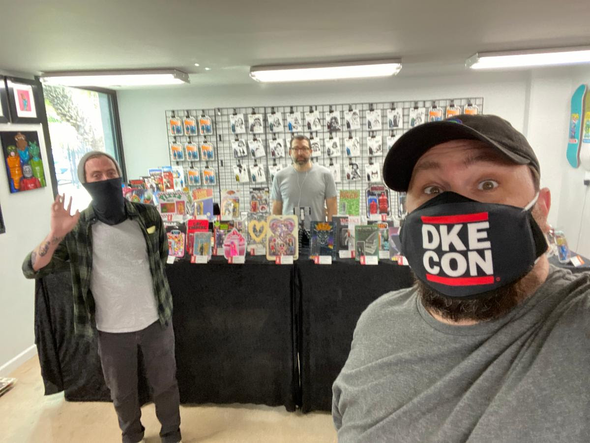 Janky, Ian and Dov holding it down in the DKE Toys Booth #DKECON New York Comic Con 2020. Photo: Janky Toys.